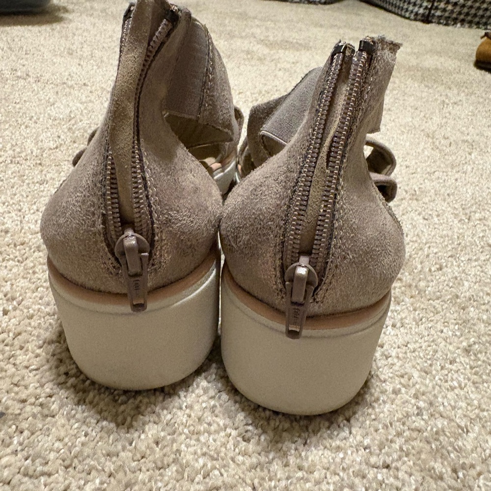 Clarks Taupe Wedge Sandals - Picture 5 of 5